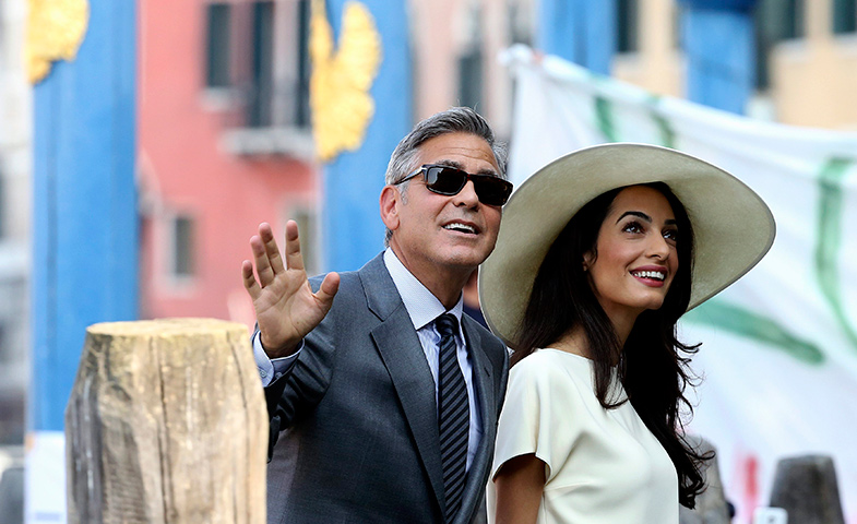 El actor y su mujer durante su fin de semana de boda en Venecia. © Cordon Press
