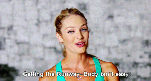 Better notebooks than typical sweets: "Getting a runway body is not easy."