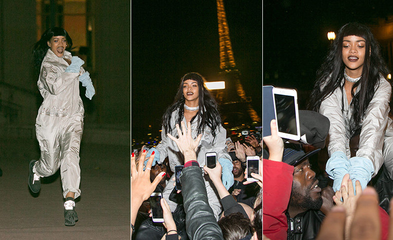 Rihanna y sus fans en París