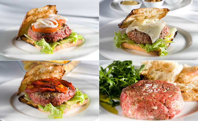 De izda. a dcha. / de arriba, abajo: La clásica, la francesa, La cristal y la hamburguesa sin pan. Todas de MEATing. 