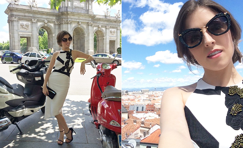 La actriz subió dos instantáneas desde Madrid a su cuenta de Instagram (@annakendrick47). 