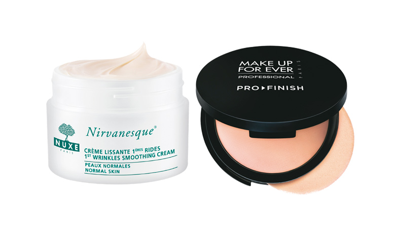 SIN sales minerales: Crema Nirvanesque de Nuxe, 36,90€; Maquillaje Pro-finish de Make Up For Ever (46€. A la venta en Sephora).