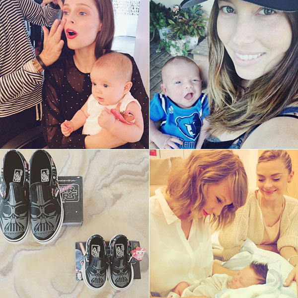 Coco Rocha, Jessica Biel y Rachel Bilson comparten en Instagram algunas de sus experiencias como madres primerizas. Taylor no es madre pero sí madrina primeriza, y eso también mola. © Instagram 