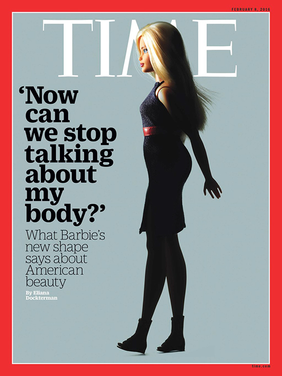 La nueva silueta de Barbie, portada de la revista 'Time'.