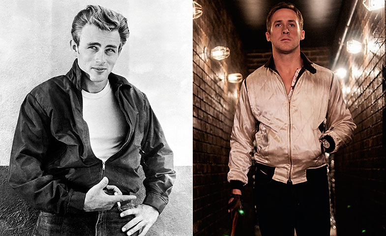 Dos bombers de cine: la de James Dean en 'Rebelde sin causa' (1955) y la de Ryan Gosling en 'Drive' (2010). 