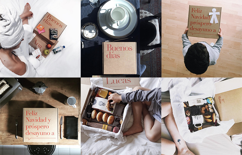 Las cajas de 'Matías buenos días', con mensajes personalizados, ideadas para ser compartirdas en Instagram.