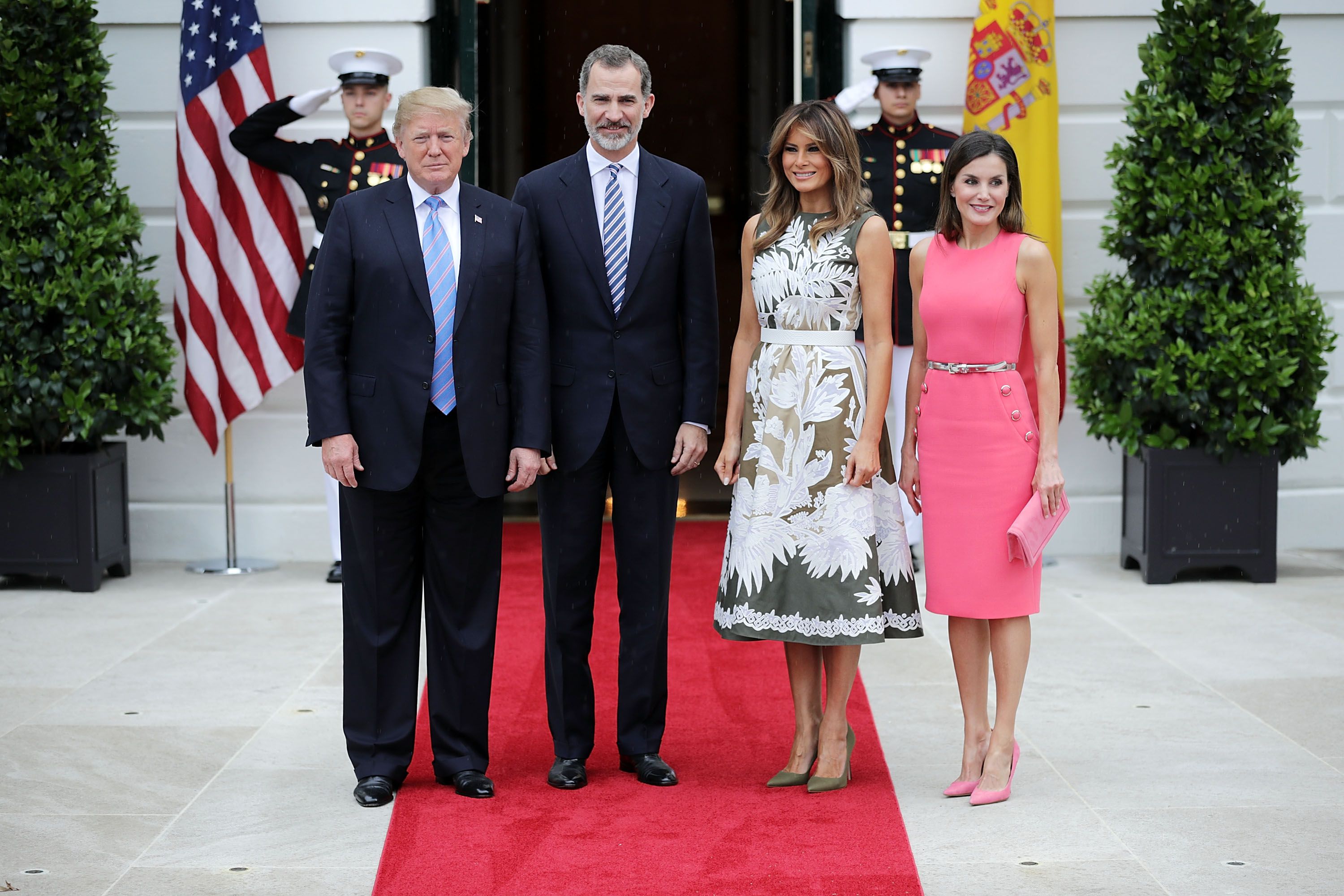 Los reyes de España junto a Donald y Melania Trump en la Casa Blanca.