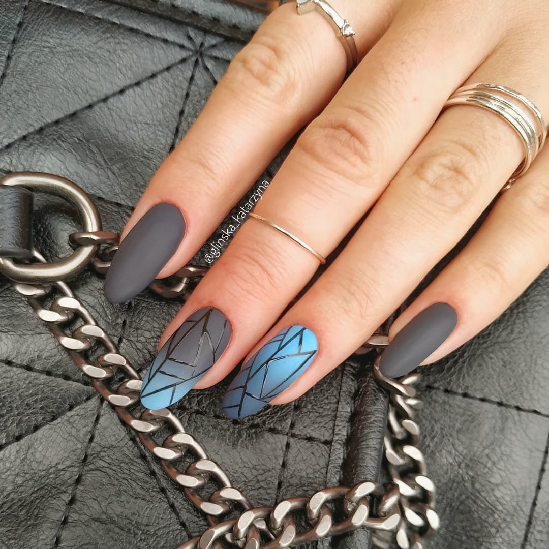 French Nail Art| Dark Color Mirror Nails Medium Size Metallic False Nails  Deep Grey Korea Manicure Tips-Z942-: Buy Online at Best Price in UAE -  Amazon.ae
