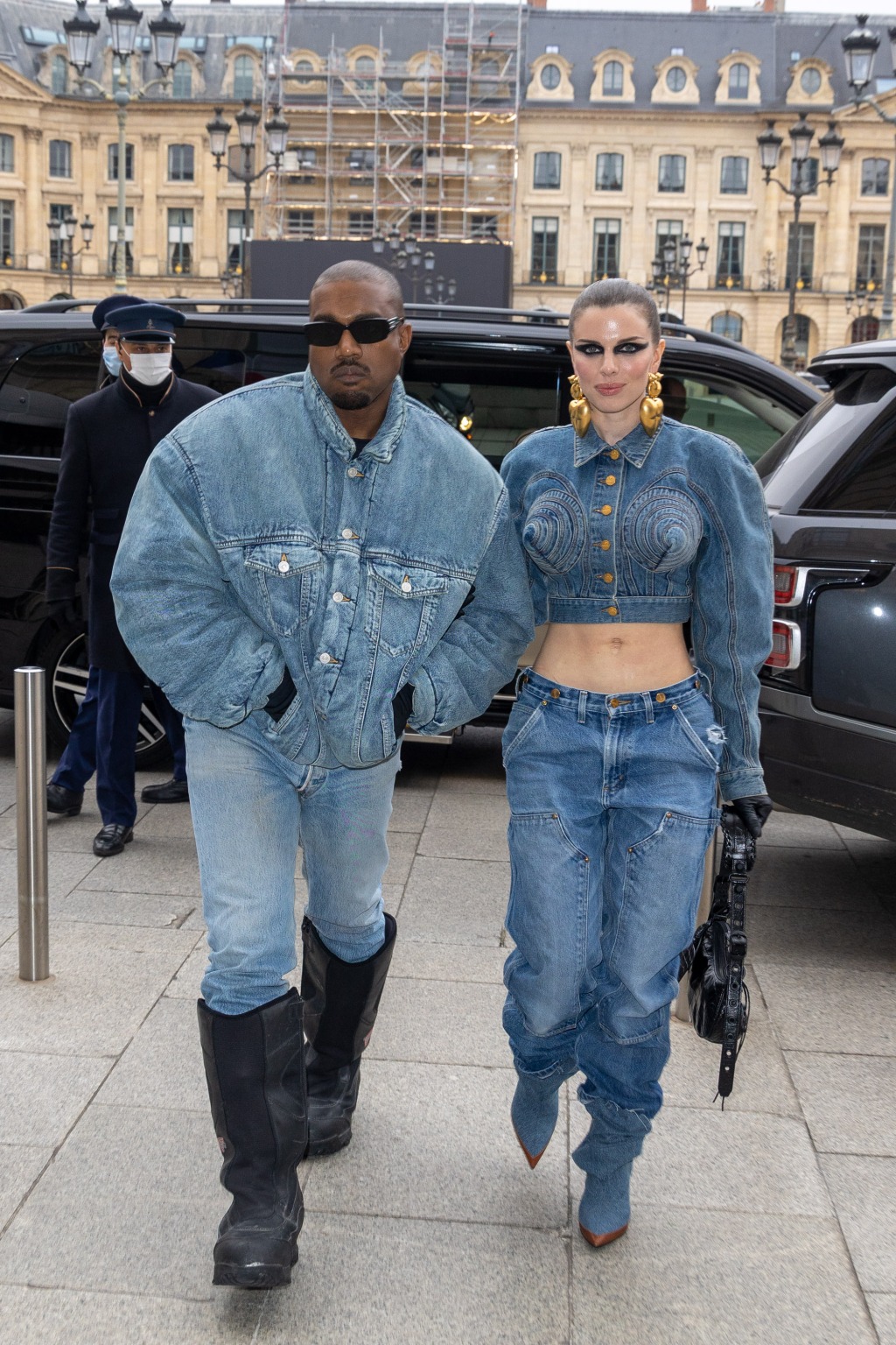 Kanye West and Julia Fox's denim outfits