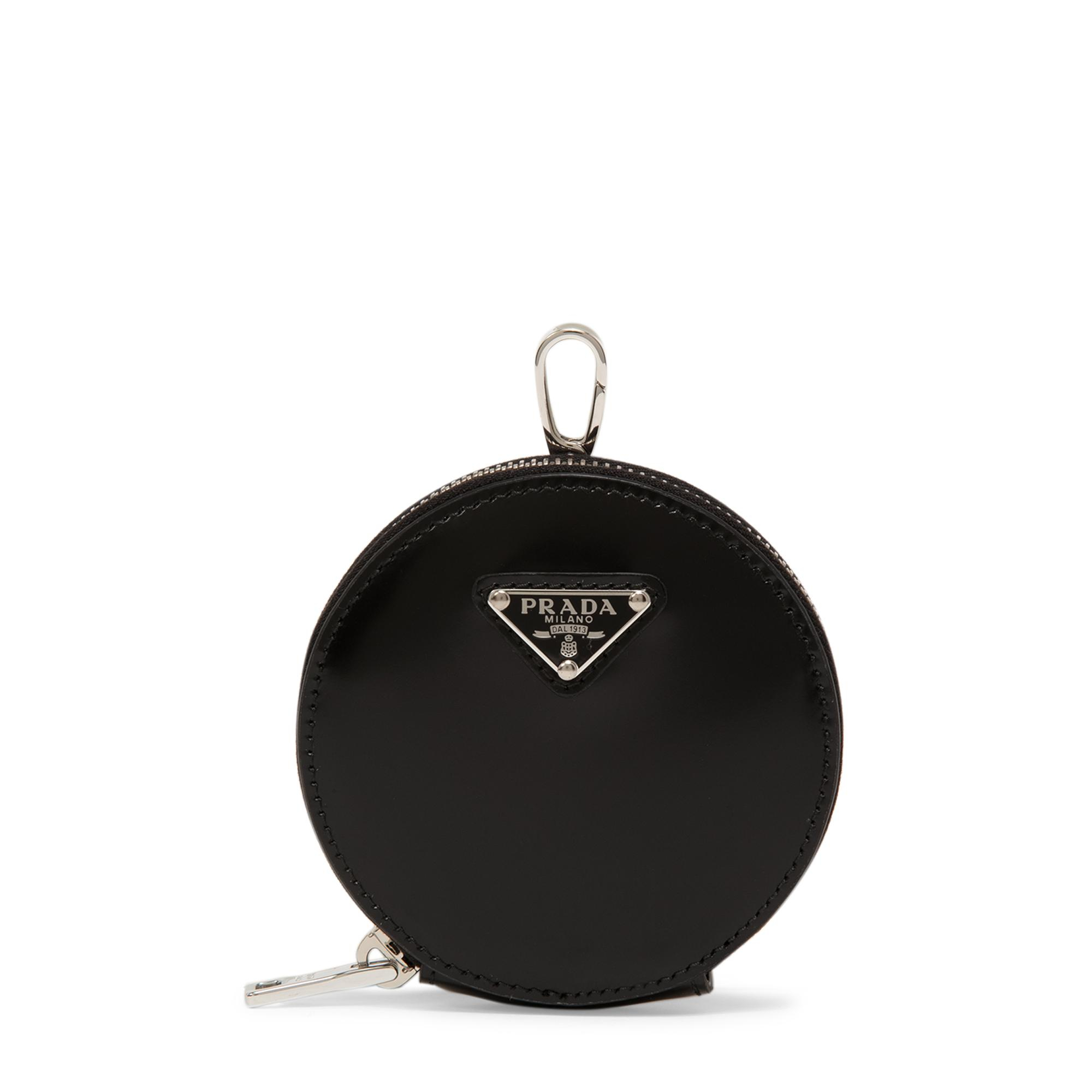 Prada Brushed Leather Round Mini Pouch