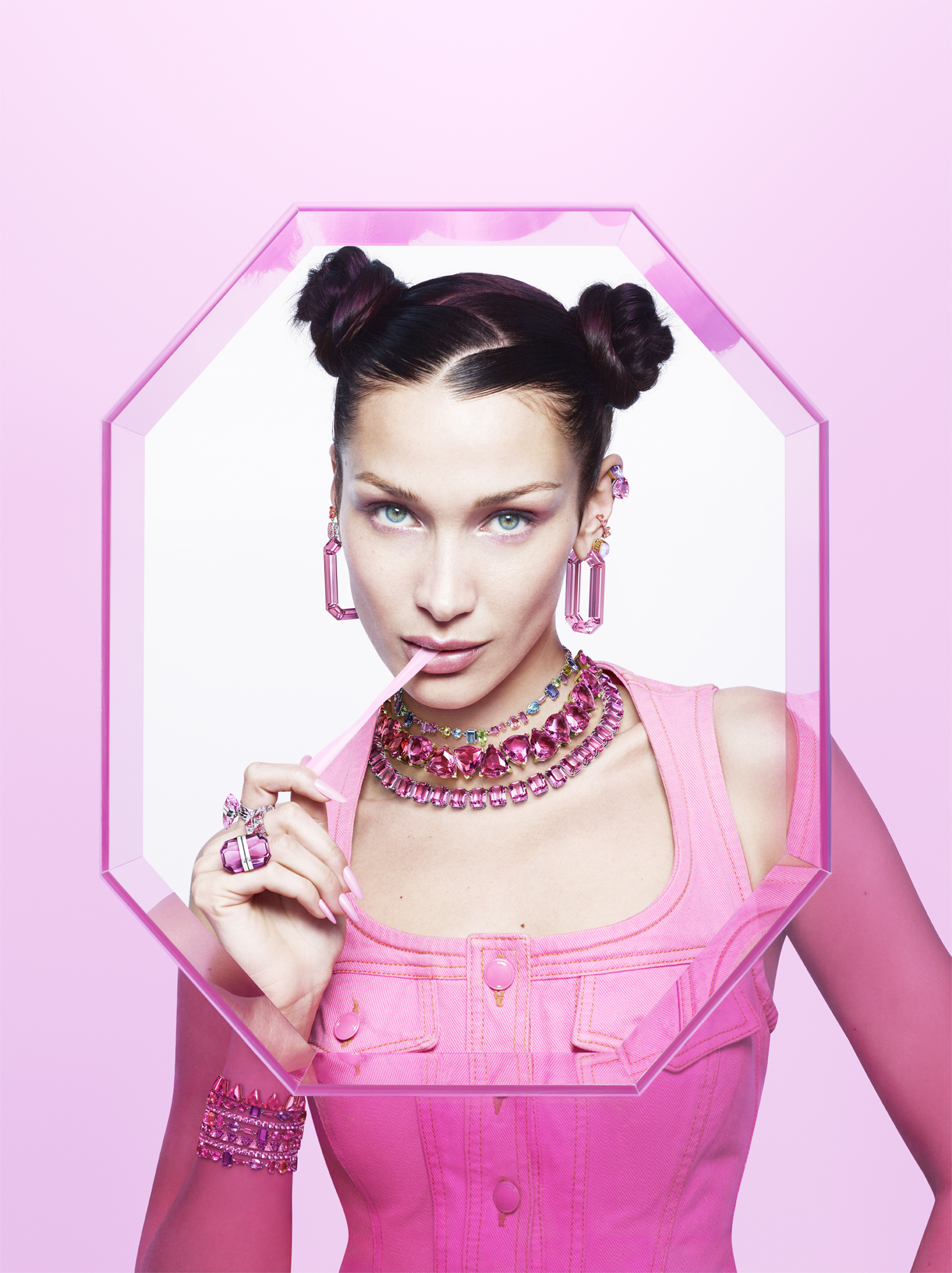 Bella Hadid Swarovski pink