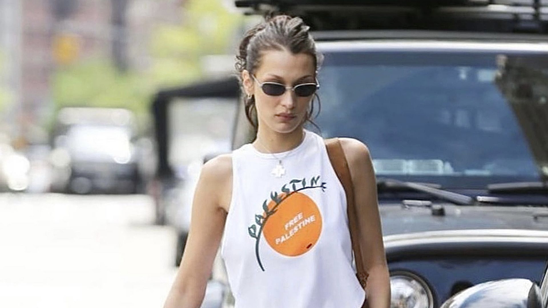 Bella Hadid Wears Free Palestine T-Shirt By Trashy Clothing