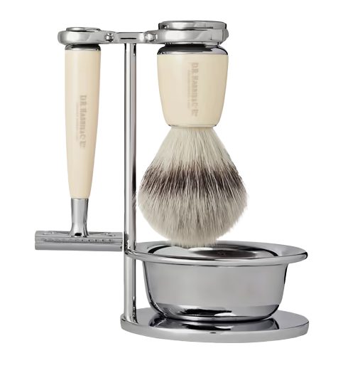 Safety Chrome and Resin Four-Piece Shaving Set by D.R. Harris