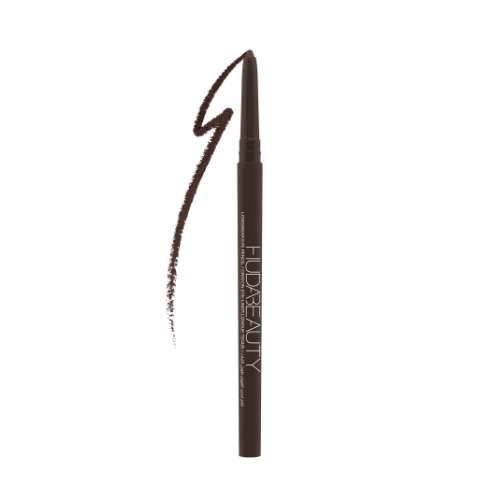 Huda Beauty Creamy Kohl packshot; a dark brown kohl pencil on a white background.
