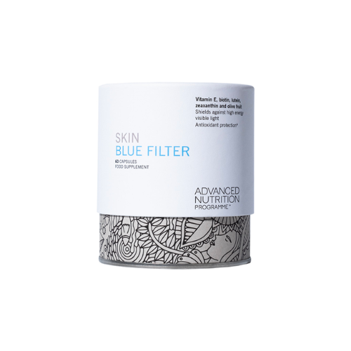 A packshot of the ADVANCED NUTRITION PROGRAMME Skin Blue Filter. The product is shot on a plain white background.