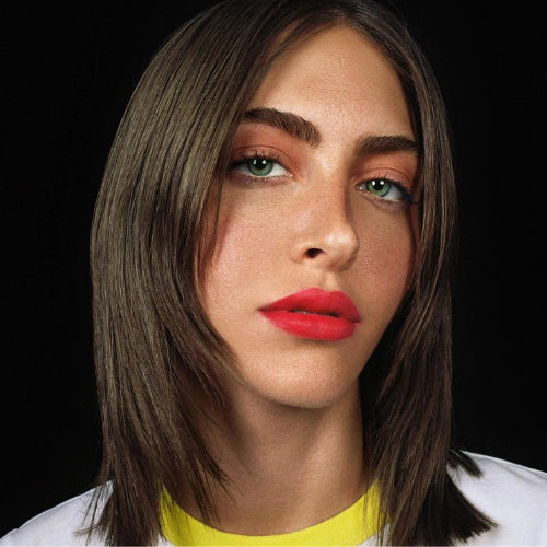 SIMIHAZE BEAUTY campaign imagery featuring a red Velvet Blur Matte Lipstick Balm