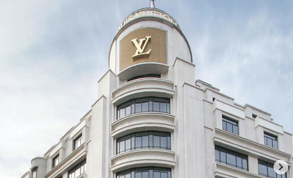 The LVMH Louis Vuitton Moet Hennessy's headquarters in Paris, France, on  June 10, 2005. La Samaritaine employees protest against an announced  six-year closure of La Samaritaine stores due to fire risk. The