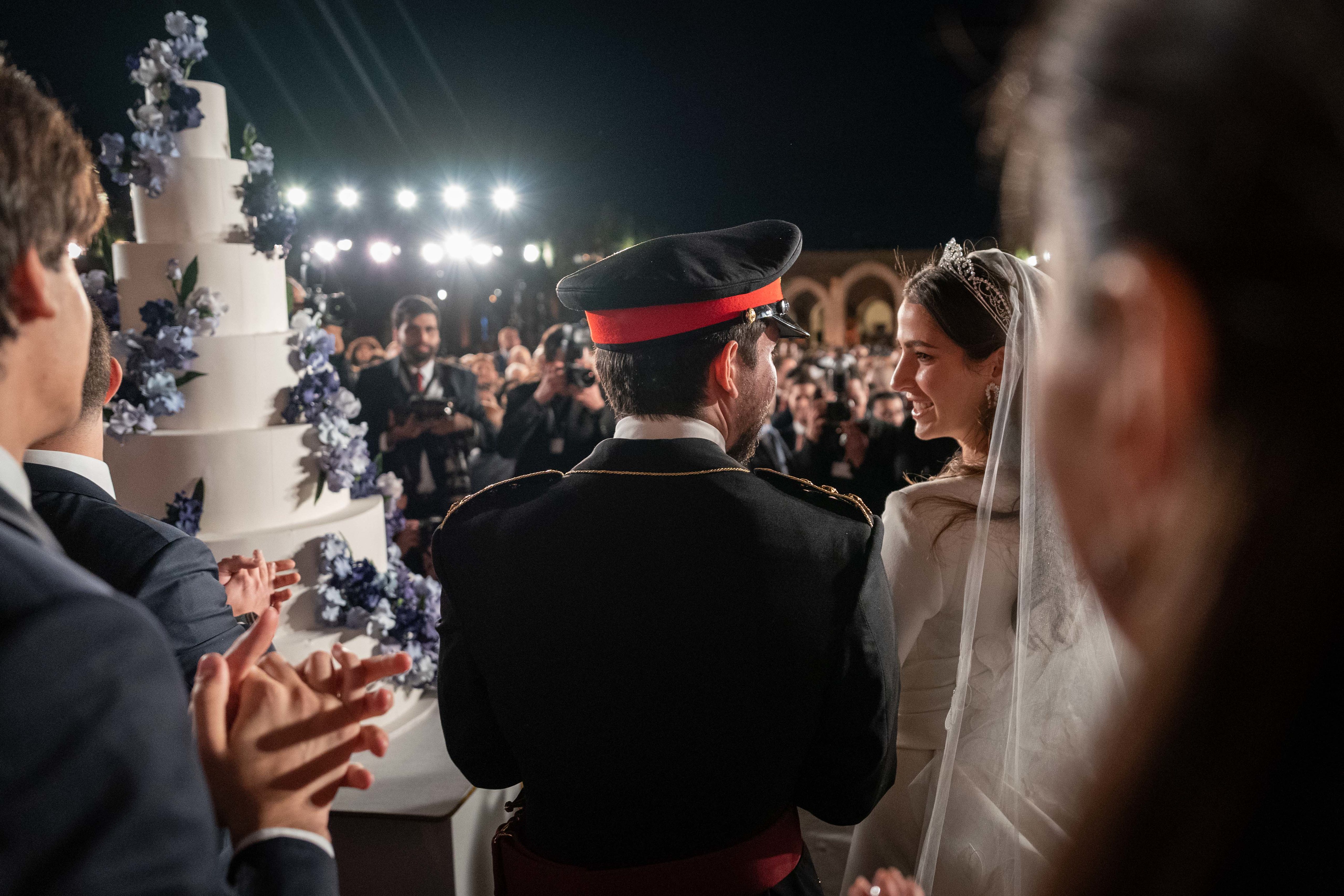 HRH the Crown Prince Hussein of Jordan and Rajwa Alseif's wedding cake cutting