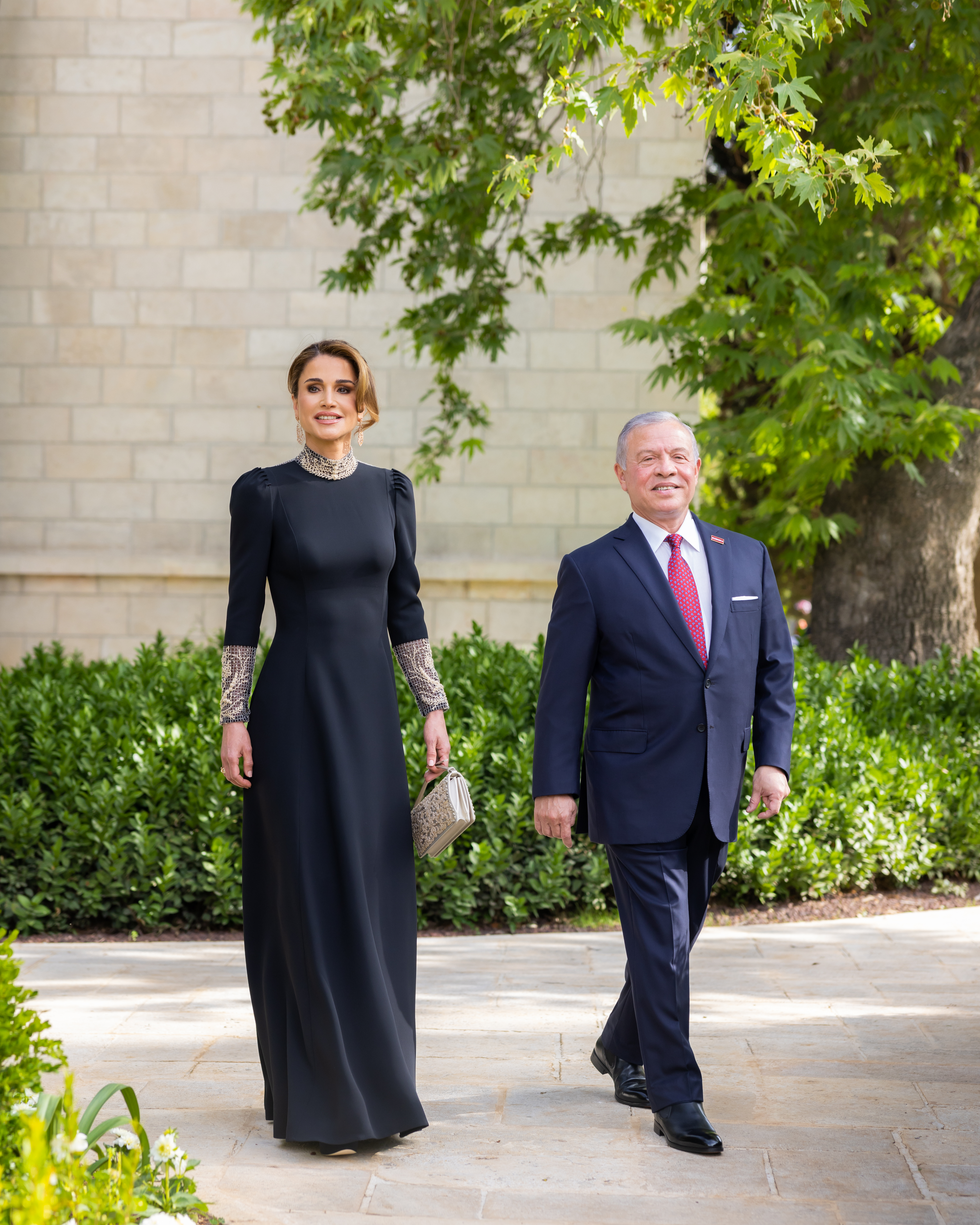 Their Majesties King Abdullah II and Queen Rania Al Abdullah attend HRH Crown Prince Hussein of Jordan and Rajwa Alseif's wedding