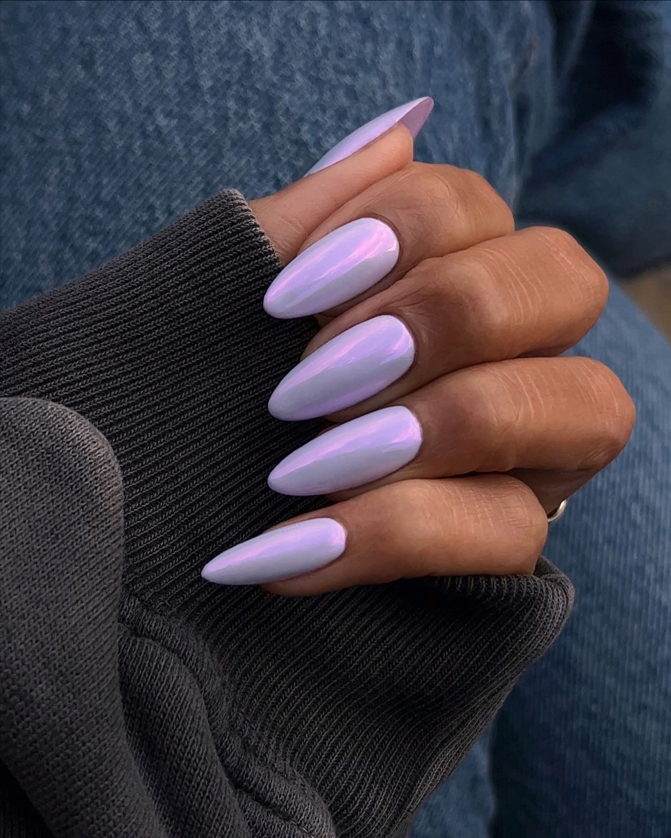 lavender nails chrome