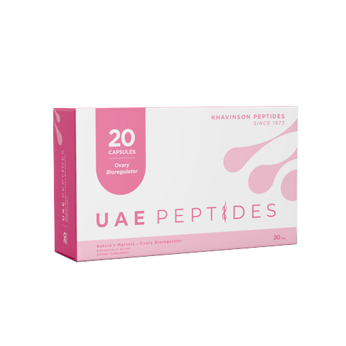 A packshot of Ovary Bioregulator wellbeing supplements by UAE Peptides
