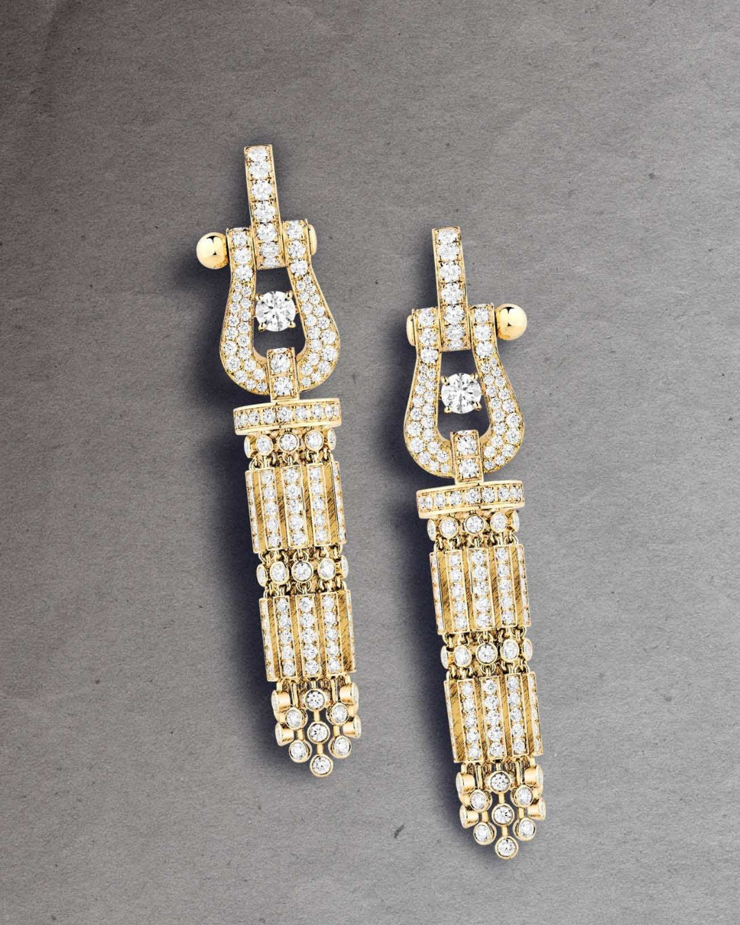 FRED Force 10 Pompon high jewellery earrings in yellow gold with diamonds