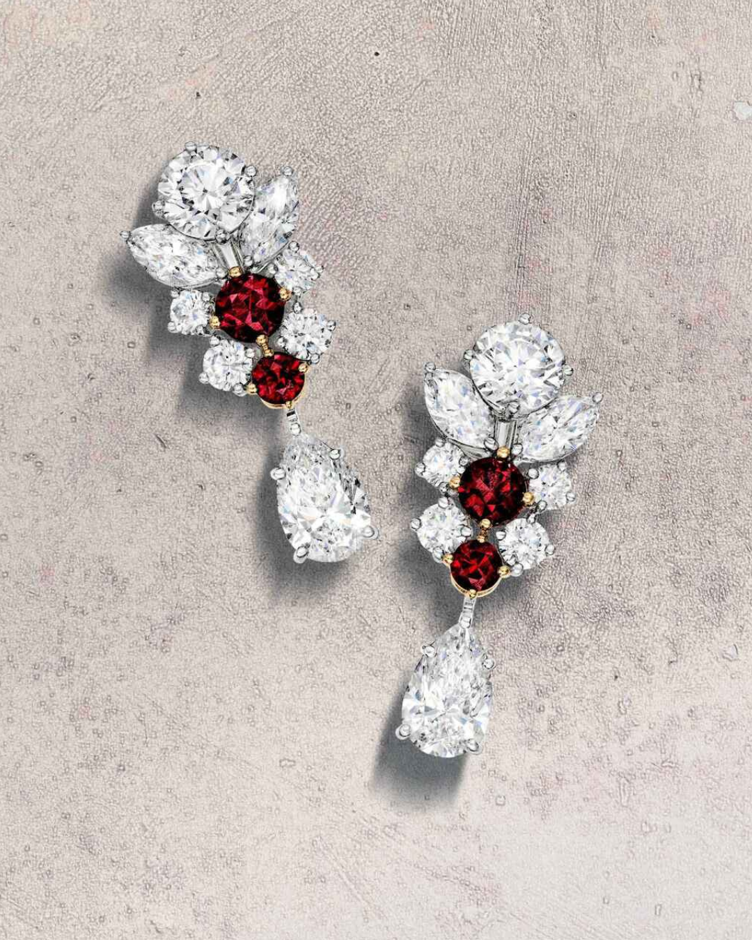HARRY WINSTON Jeweller to the Stars high jewellery earrings in white gold with rubies and diamonds