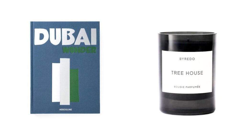 Dubai coffee table book and byredo candle