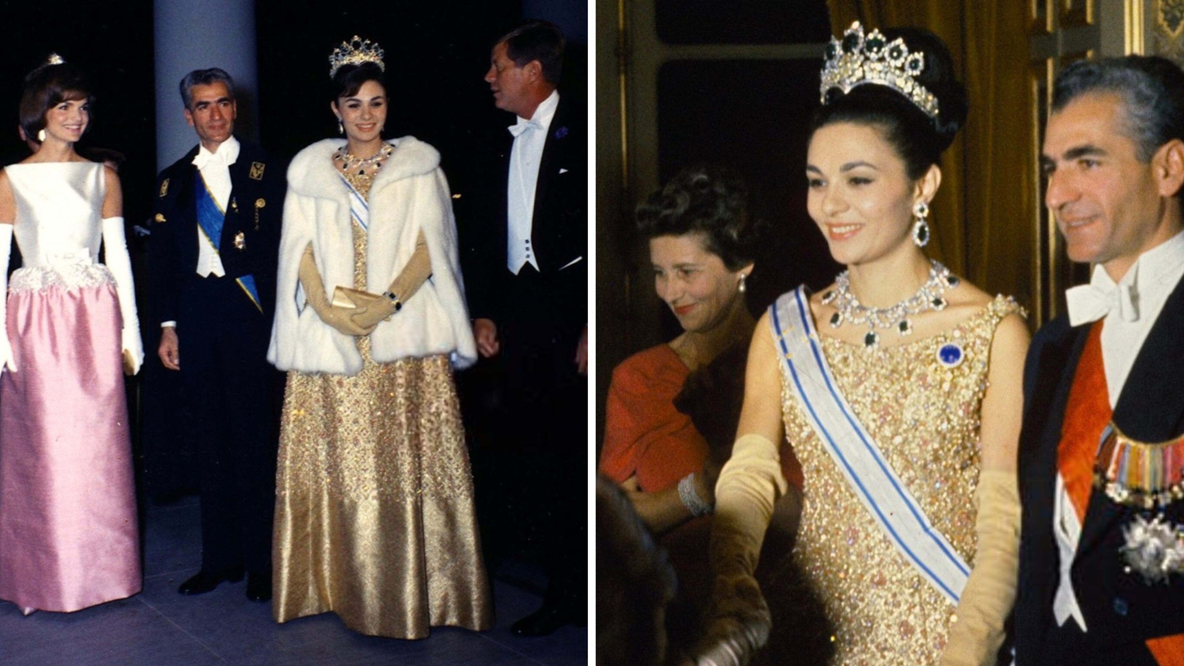 Farah Pahlavi in Dior meeting the Kennedys