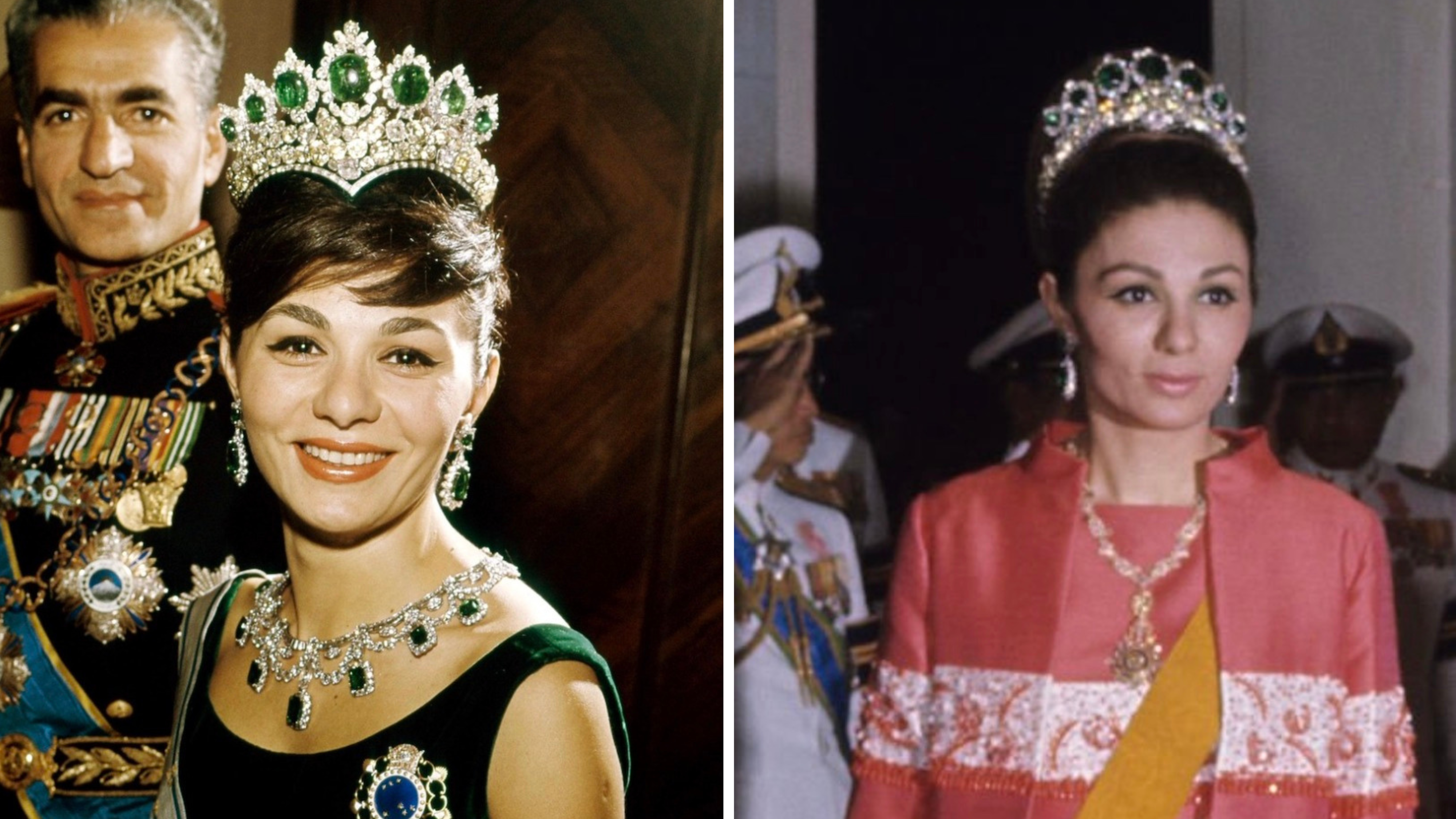 Farah Pahlavi in the seven-emerald tiara