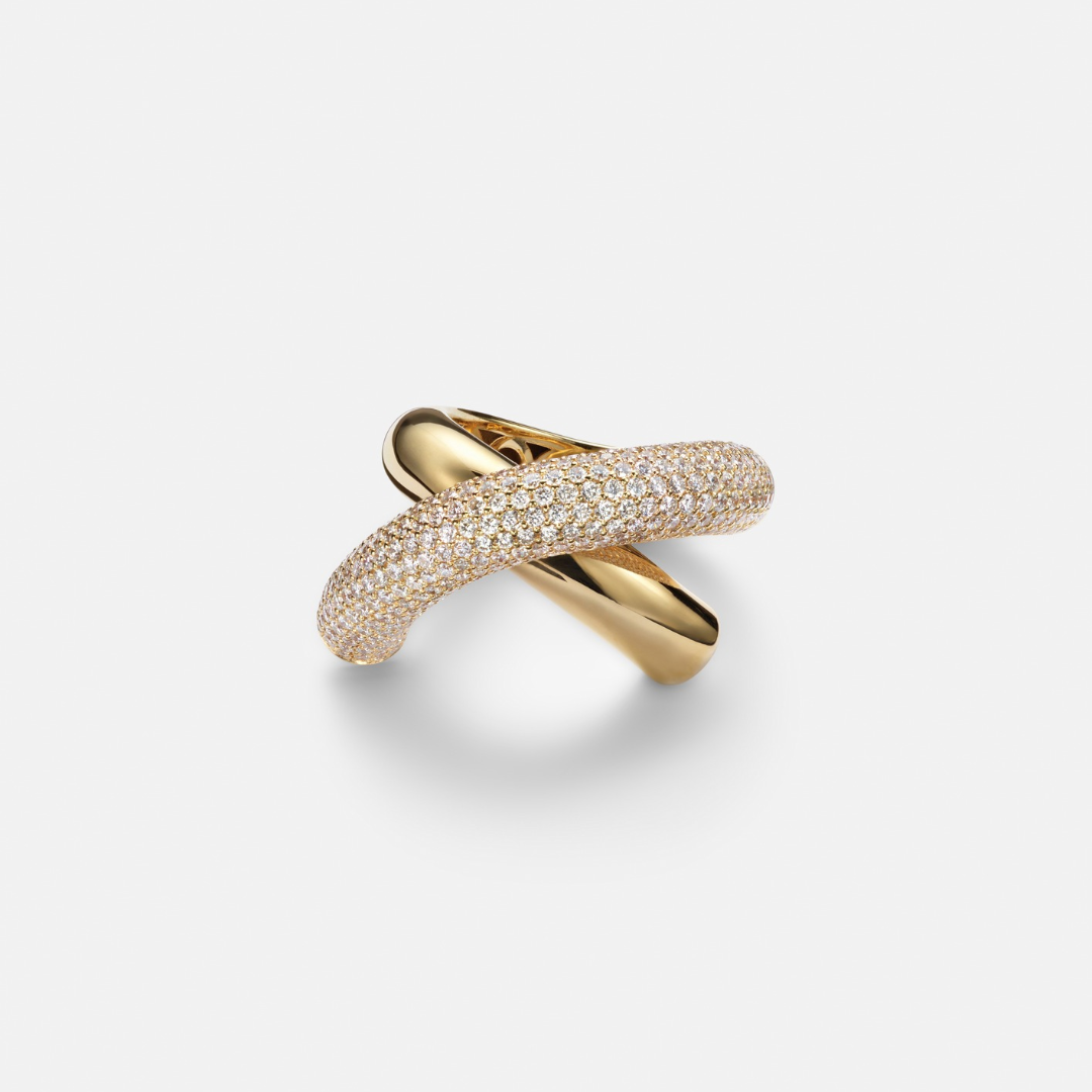 Engelbert Cross Loop Diamond-Set Ring