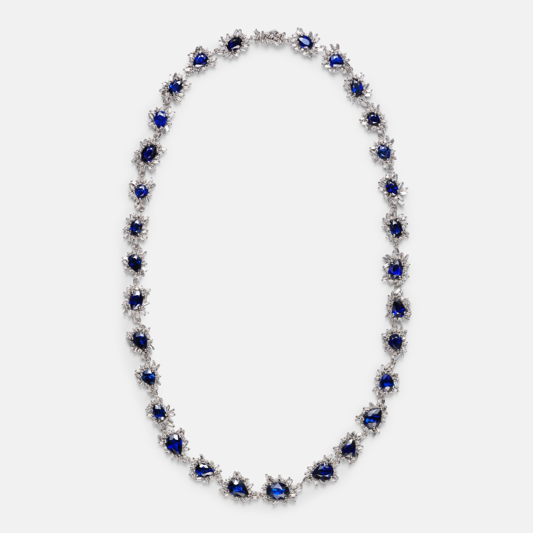 Suzanne Kalan 18kt White Gold Necklace with Sapphires and Diamonds