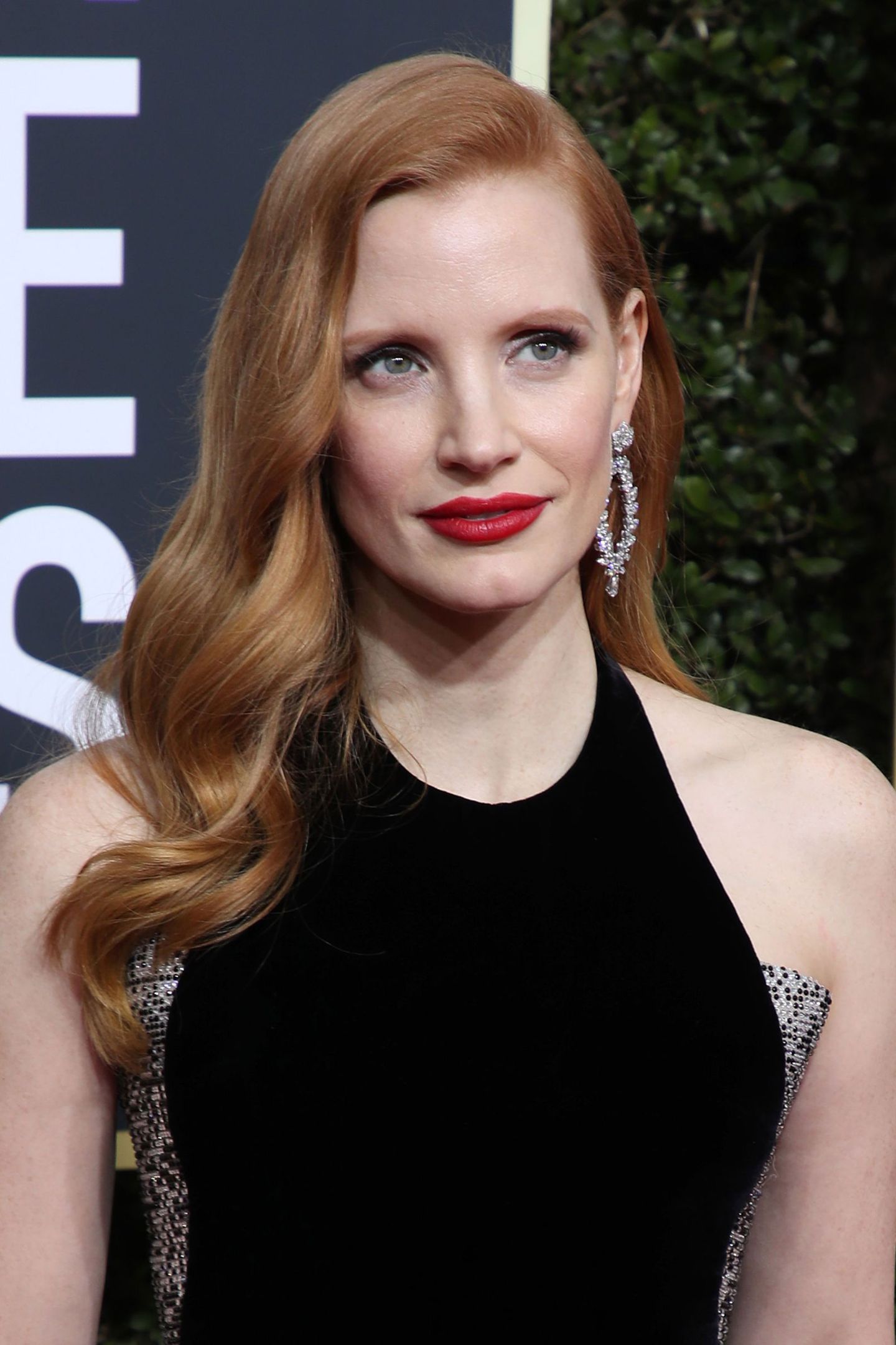 Jessica Chastain: Nude & Bold Lips: El Beauty Look de los Golden Globes 2018