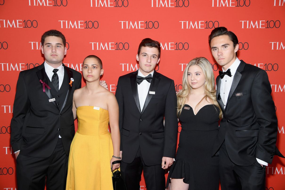 Alex Wind, Emma Gonzalez, Cameron Kasky, Jaclyn Corin, David Hogg en la gala TIME 100