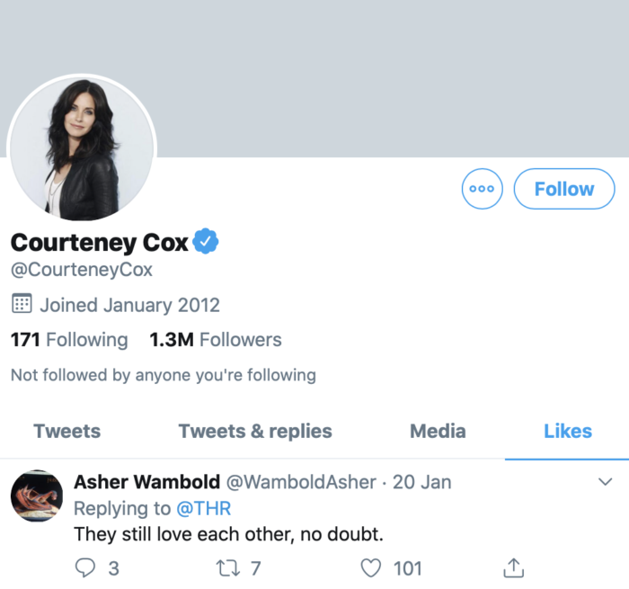 Courteney Cox está emocionada por el reencuentro entre Jennifer Aniston y Brad Pitt