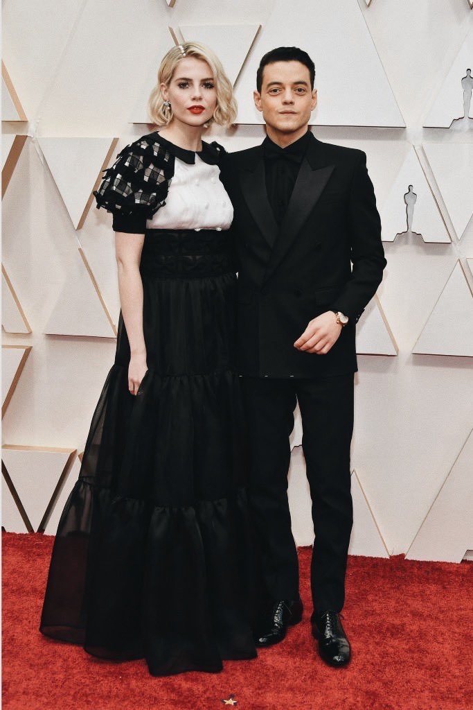 Lucy Boynton y Rami Malek Oscars 2020