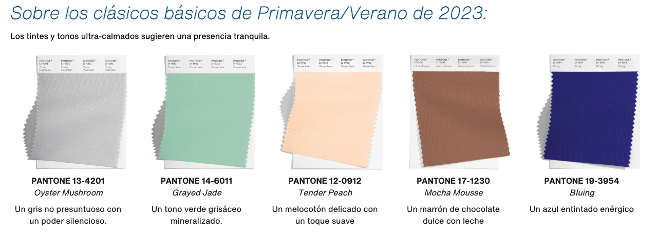 Esta será la paleta de colores que Pantone eligió para la Semana de la Moda de Londres Primavera-Verano de 2023