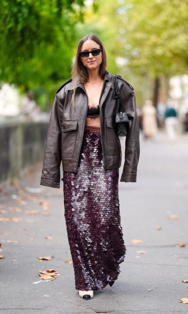 Faldas de lentejuelas dominan el invierno 2025