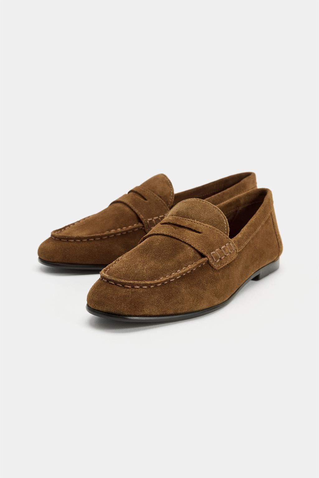 Mocasines de ante café