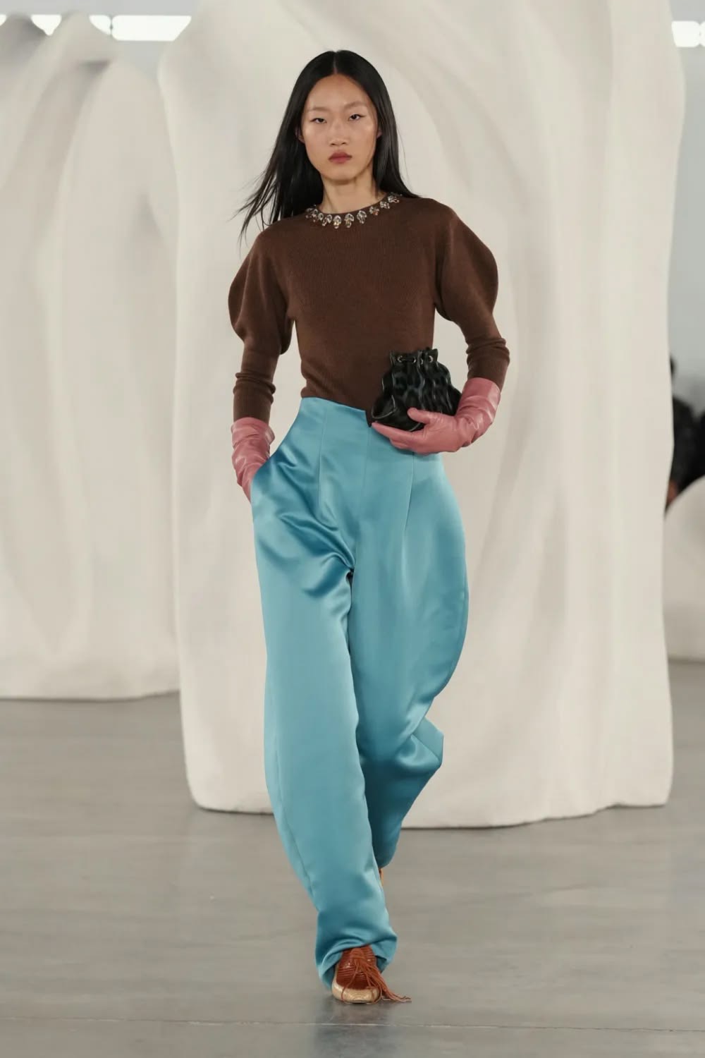 pantalón satinado aquamarine 
