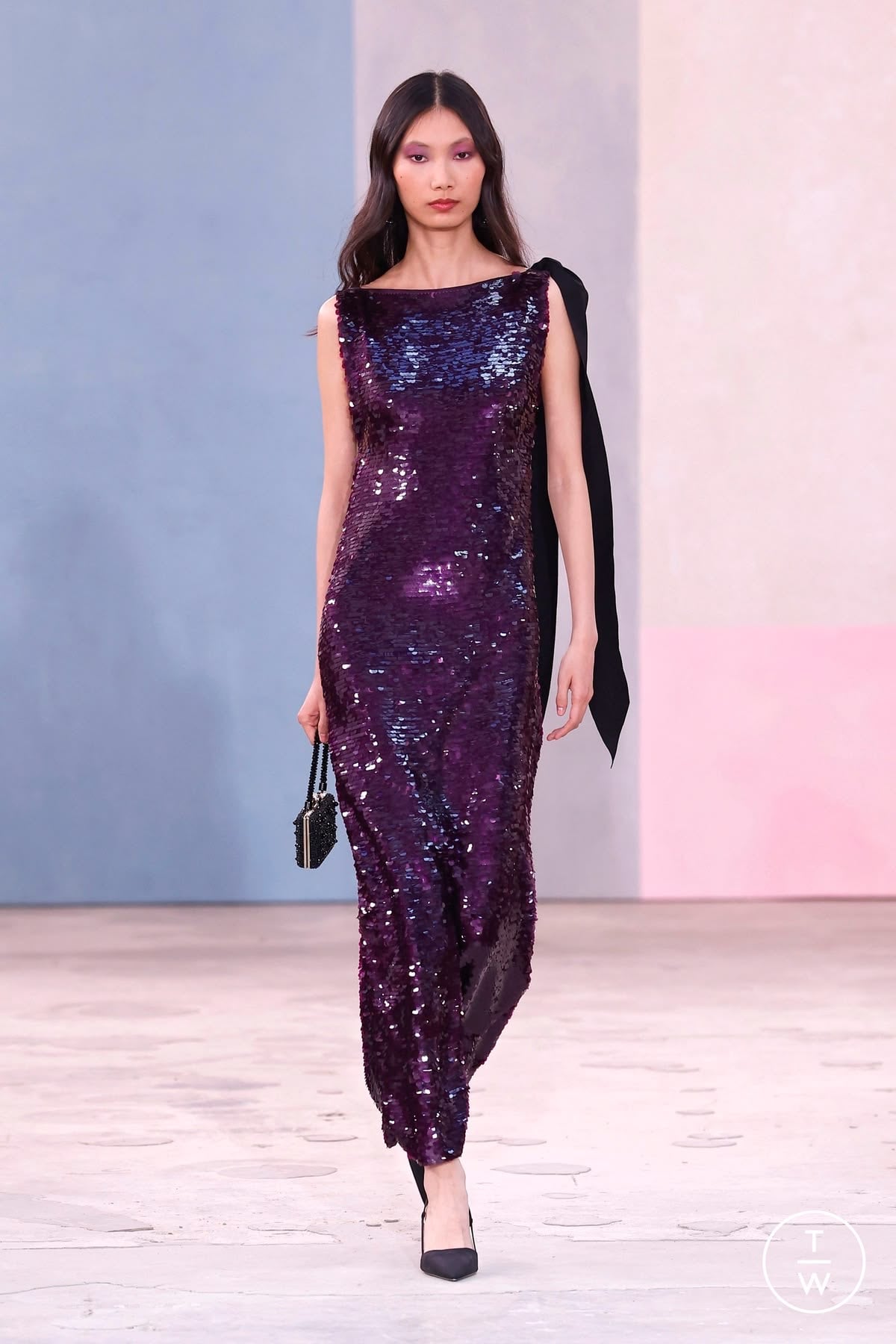 vestido morado lentejuelas