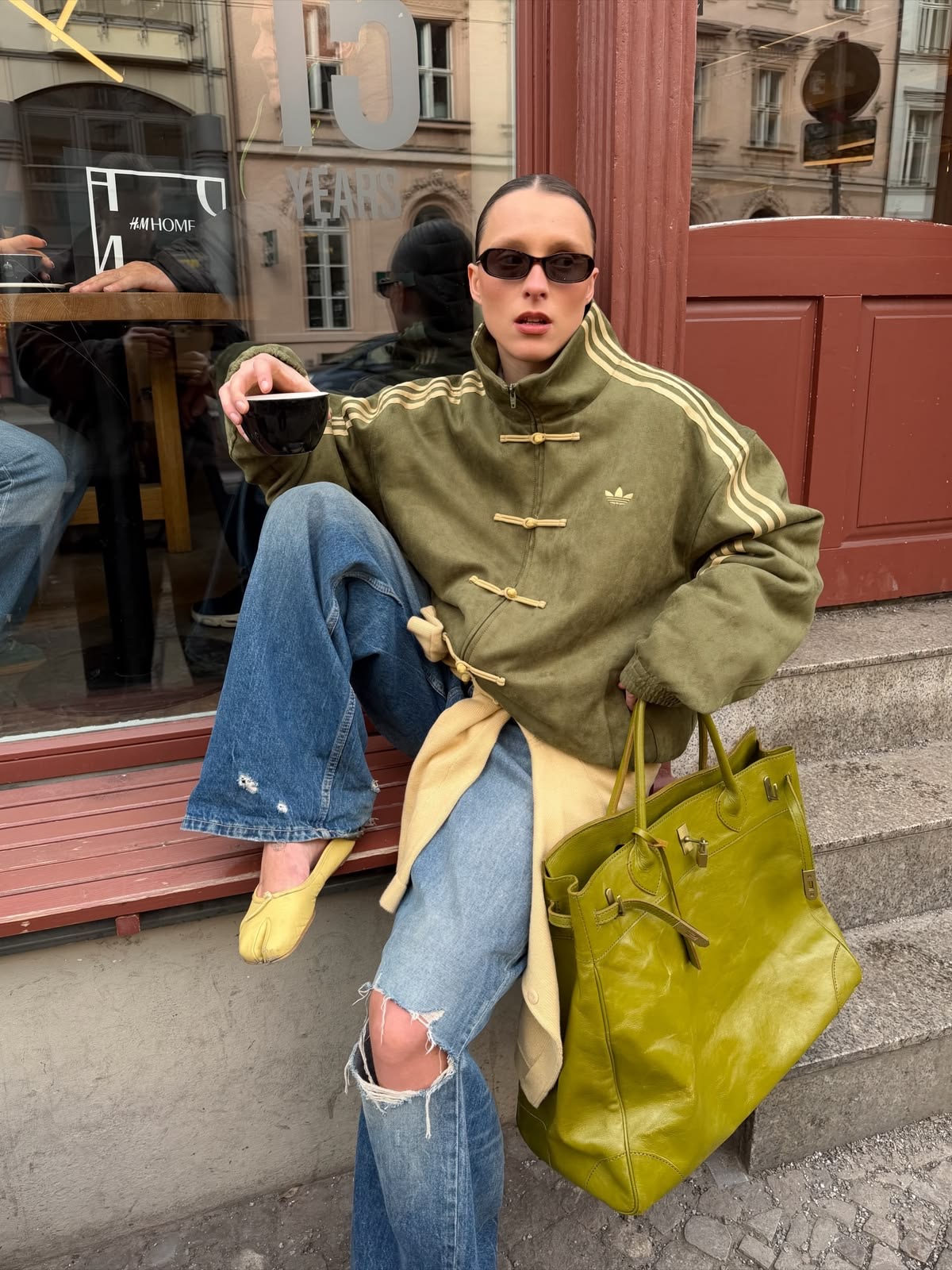 Chamarra verde de suede adidas