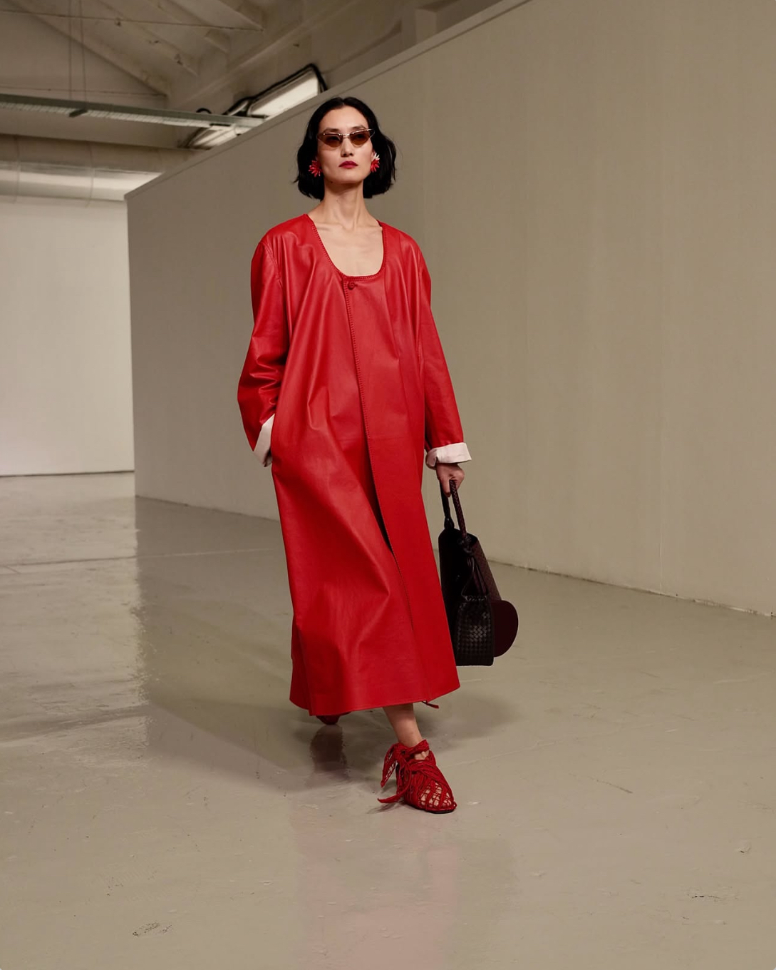 Abrigo piel rojo