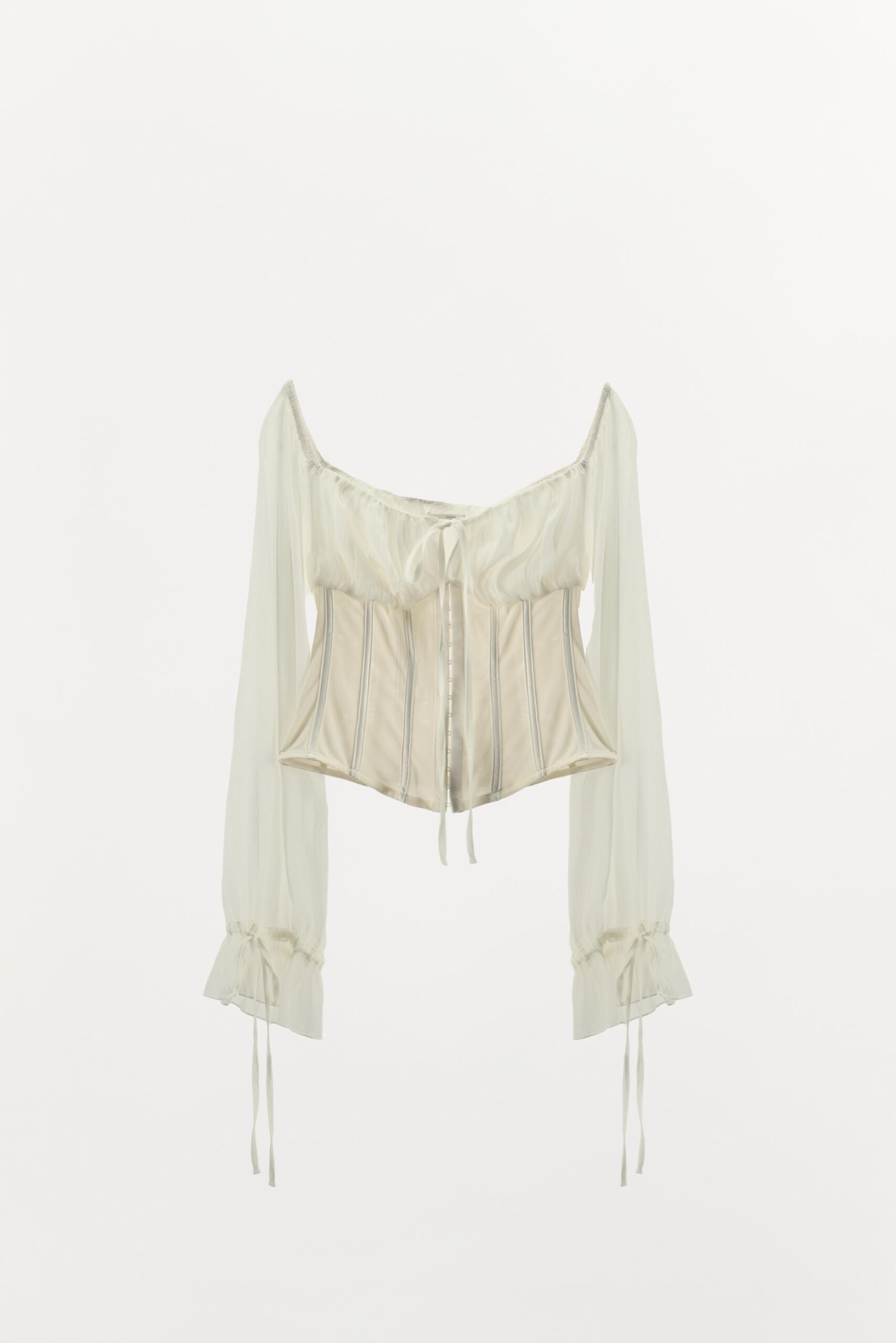 Camisa semi transparente blanca tipo corsé