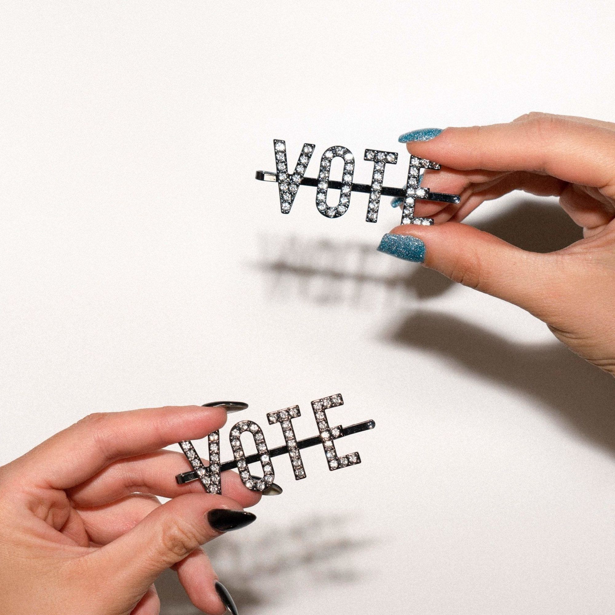 Kitsch Vote Rhinestone hair pin