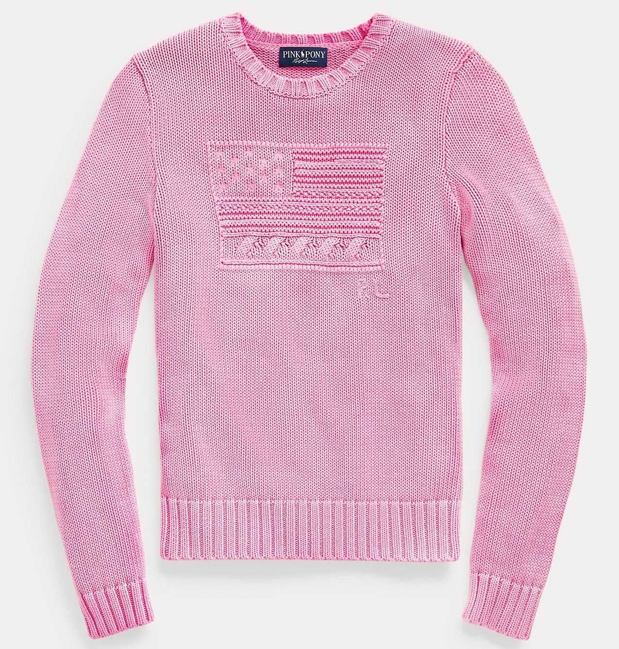 Ralph Lauren Pink Pony Cotton Flag Sweater