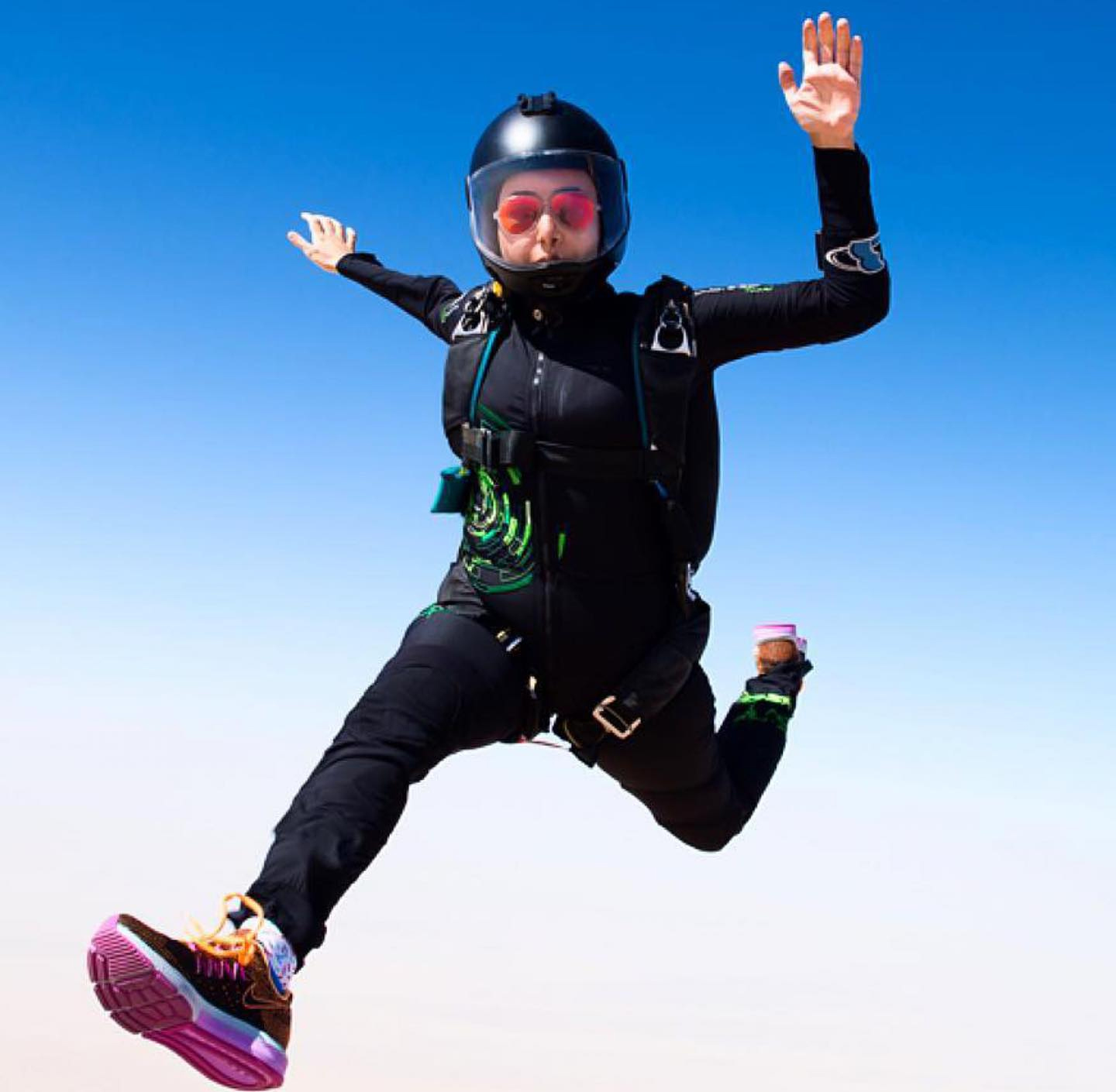 Princess Sheikha Latifa during one of her many skydiving jumps.