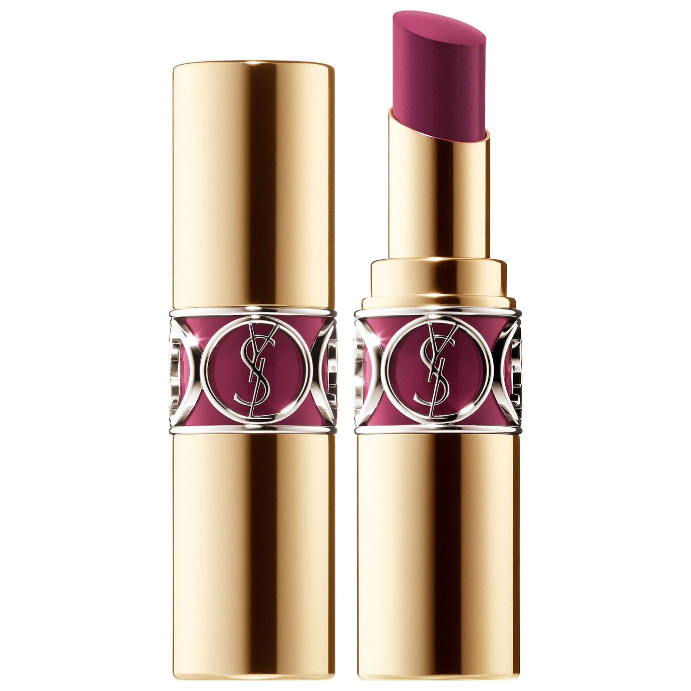 YSL Rouge Volupte Shine Lipstick Balm in Medium Plum.