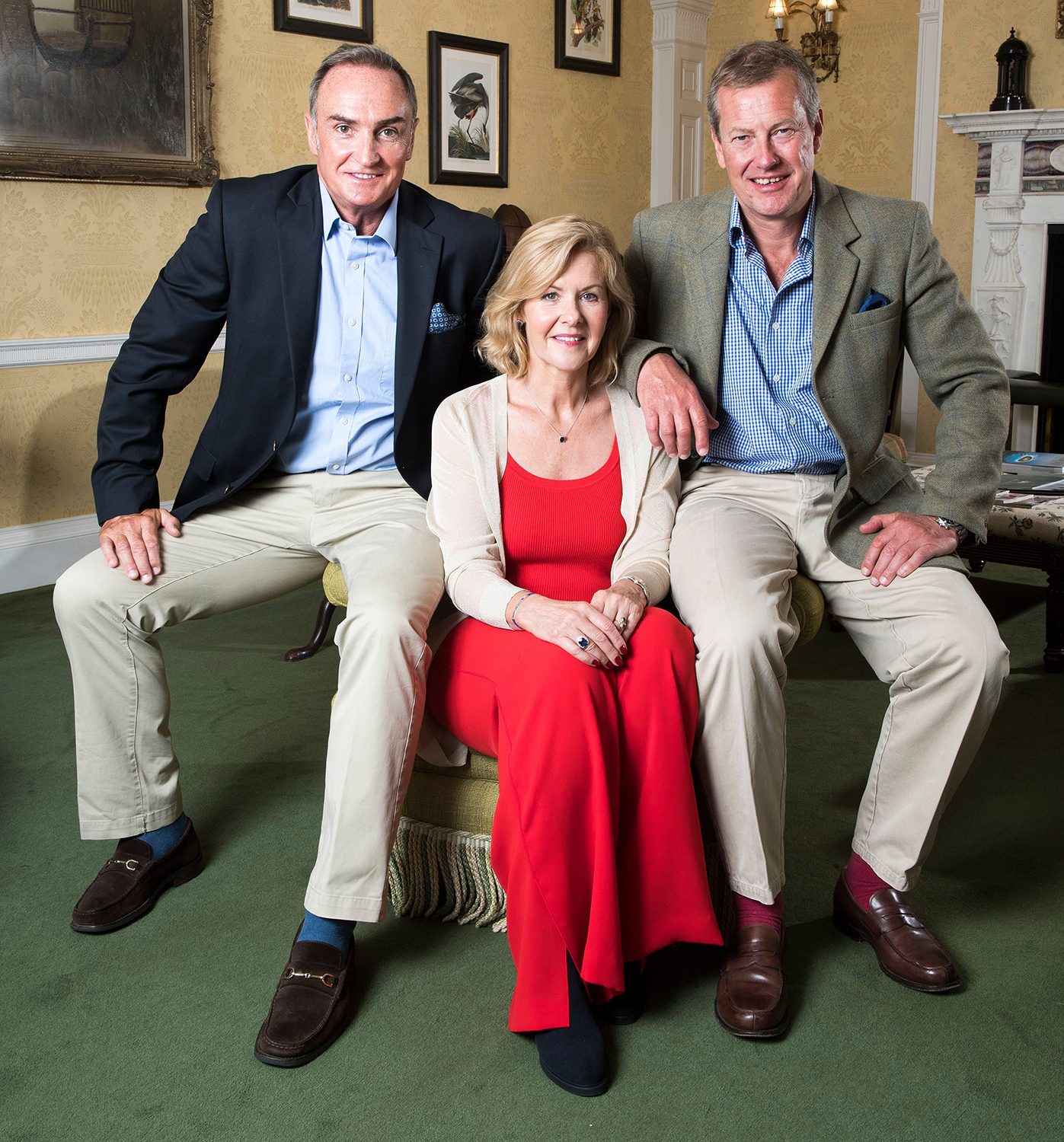 Lord Ivar Mountbatten (right) With His Fiancee James Coyle And Former Wife Lady Penny Mountbatten At Home In Uffculme Devon.