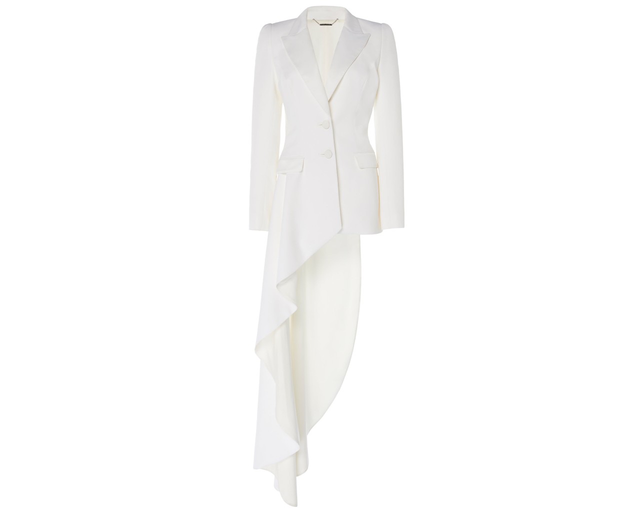 Ralph & Russo Asymmetric Crepe Blazer, inspired by the suffragette suit Kamala Harris wore during victory speech